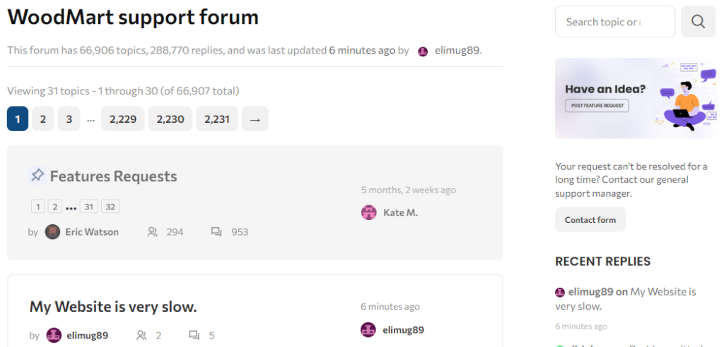WoodMart support forum