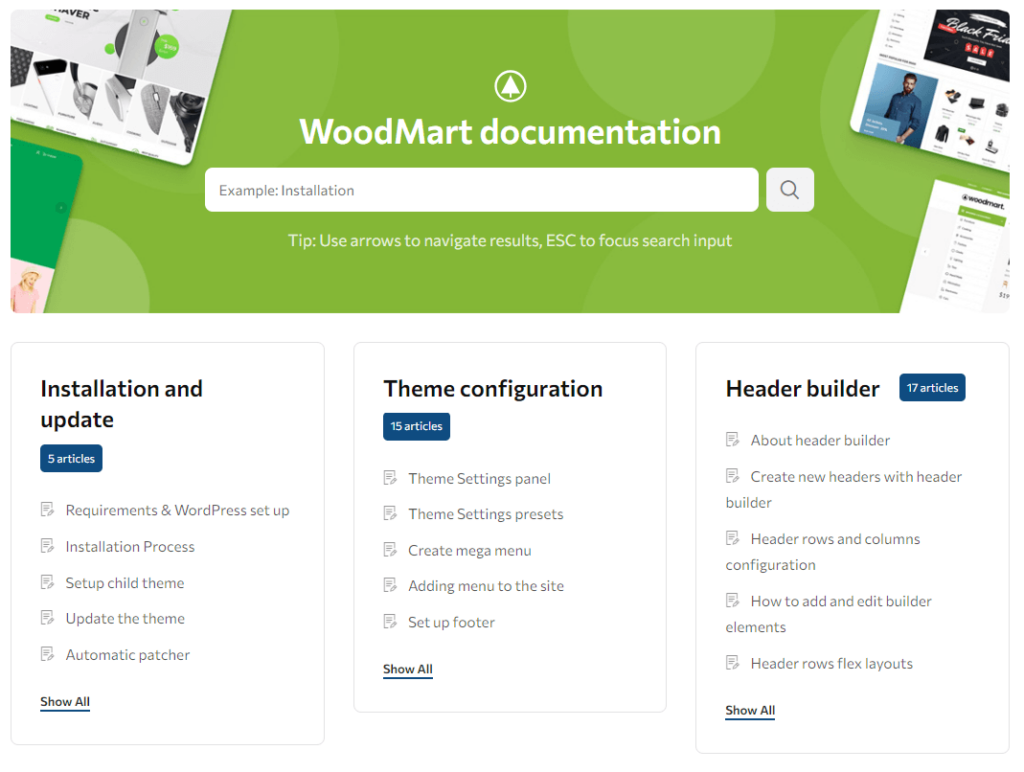 WoodMart theme documentation