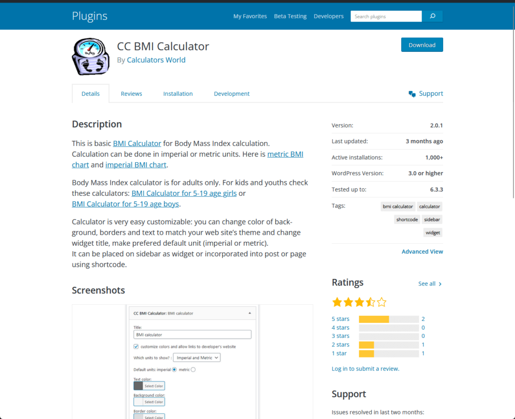 CC BMI Calculator By Calculators World