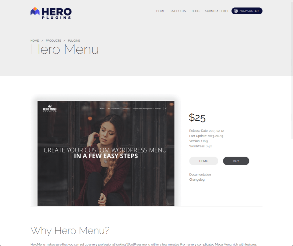 Hero Menu from Hero Plugins