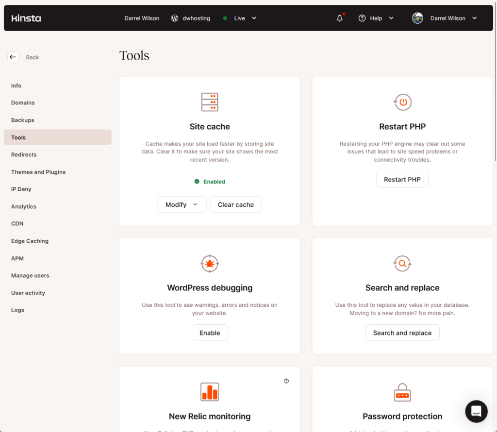 different available tools the user can use
