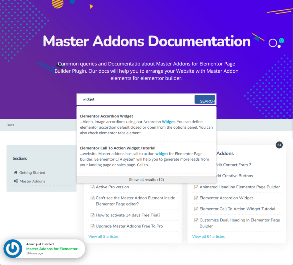 search form in master addons’s documentation only shows 2 results