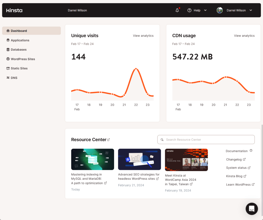 available customer service features in the dashboard