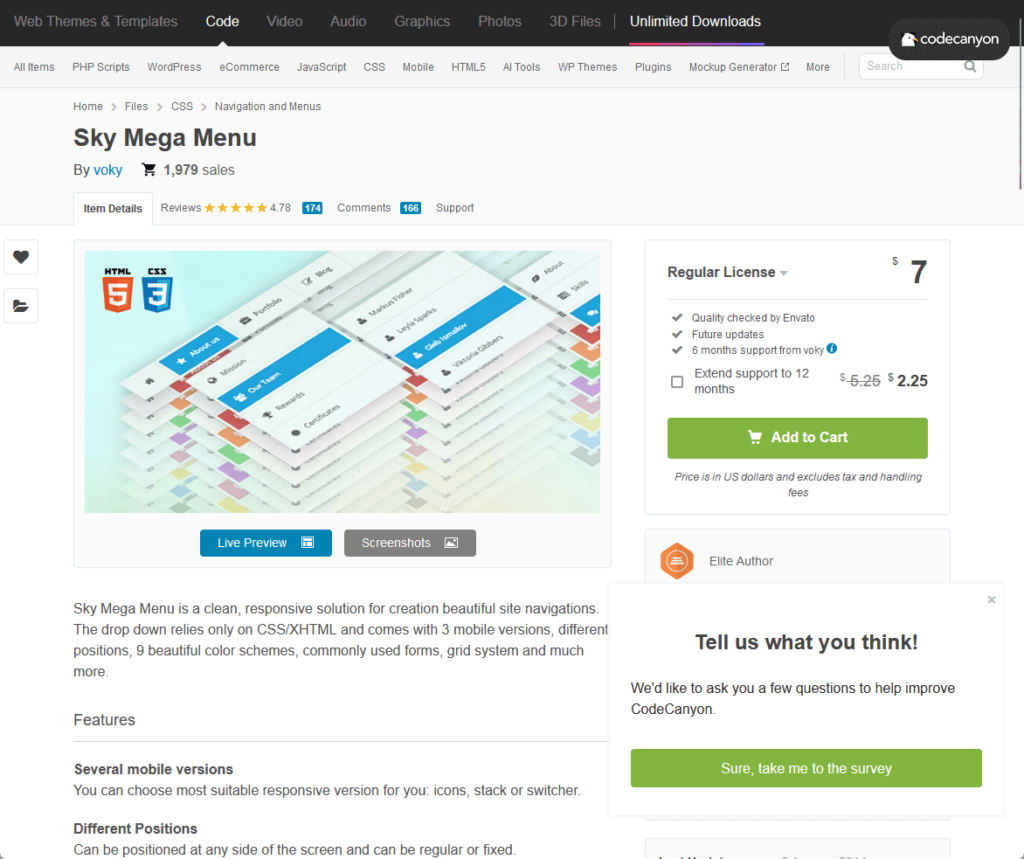 Sky Mega Menu By voky