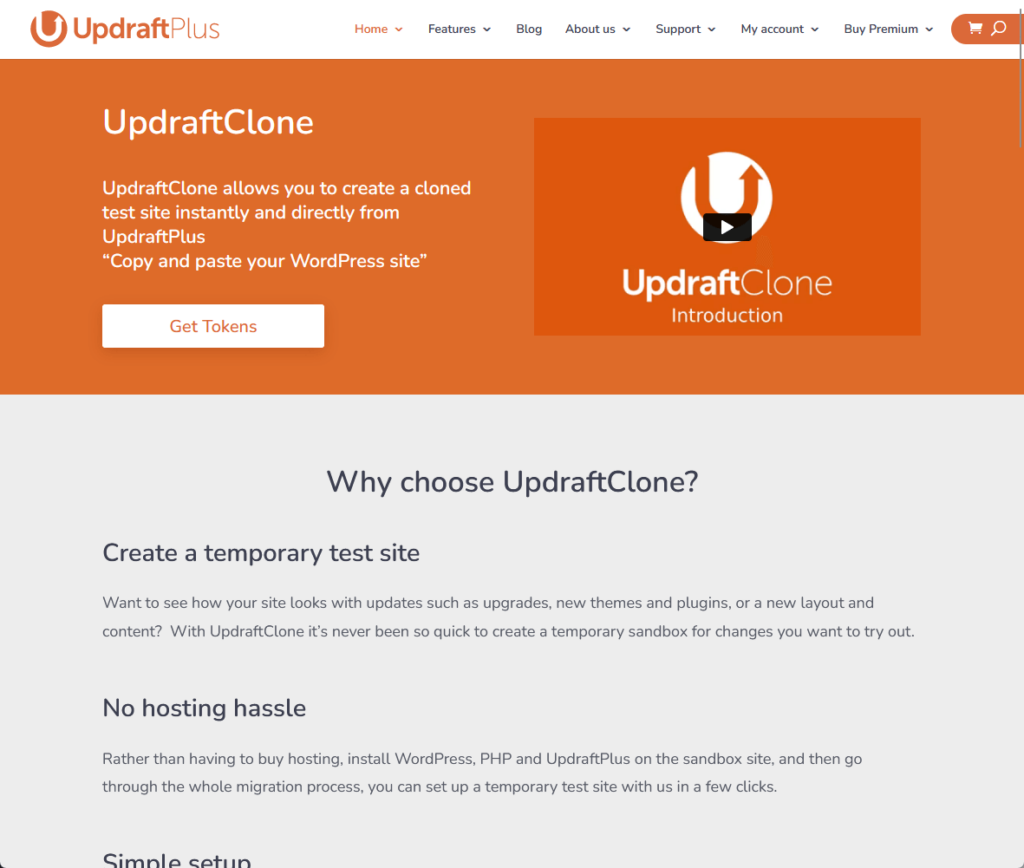 UpdraftClone allows you to create a cloned test site instantly and directly from UpdraftPlus