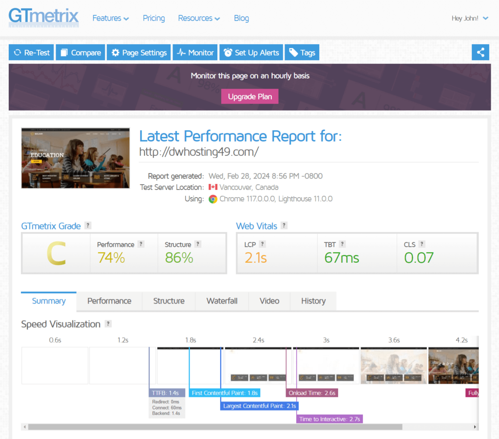 Eduma GTmetrix report one