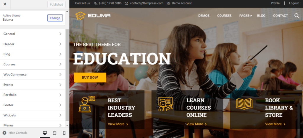 Eduma theme options