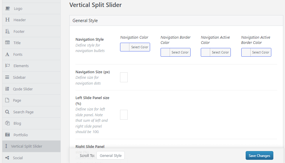 Vertical split slider