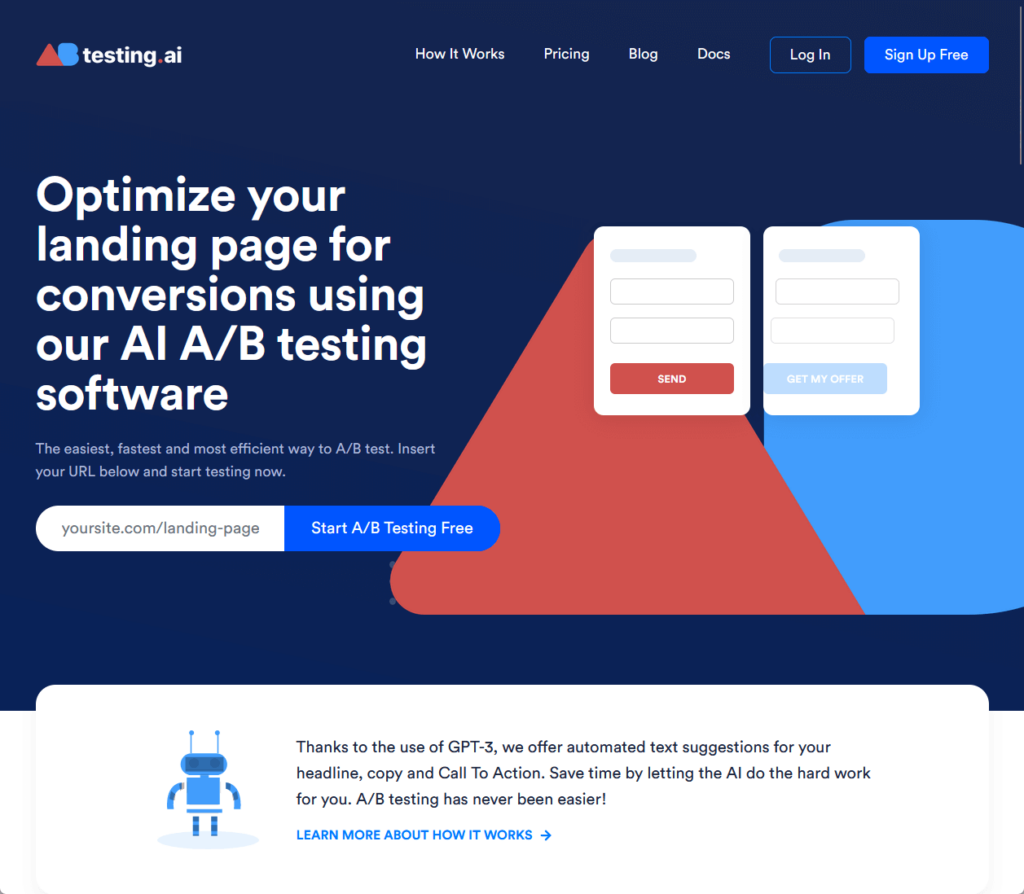 Optimize your landing page for conversions using our AI A/B testing software
