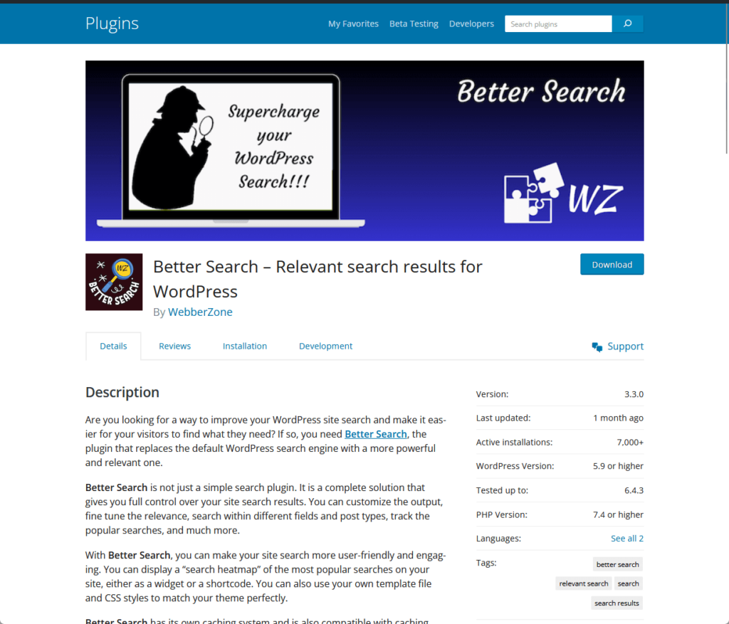 Better Search – Relevant search results for WordPress By WebberZone