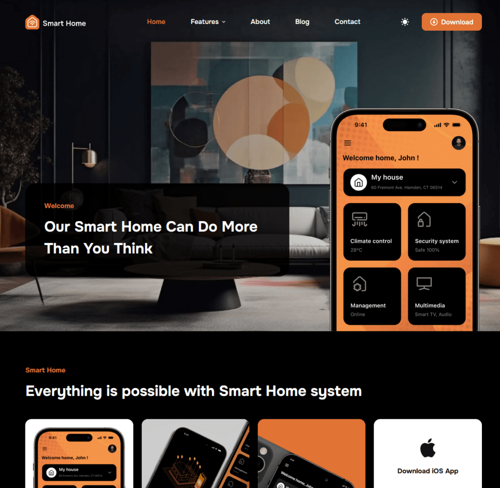 first part of the blocksy smart home starter site