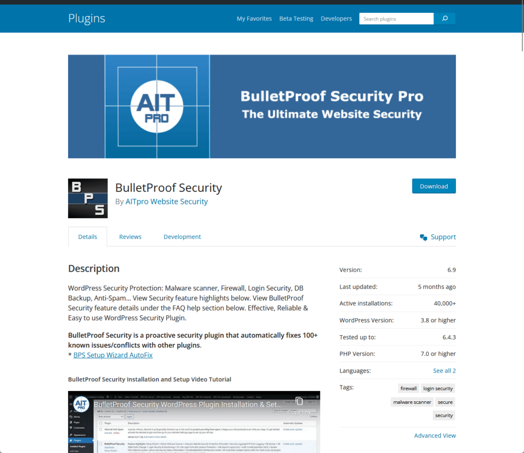 BulletProof Security: By AITpro Website Security