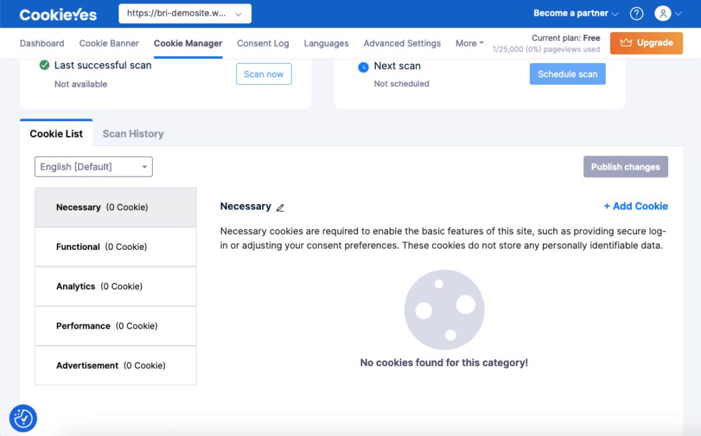 Cookie Manager > Cookie List