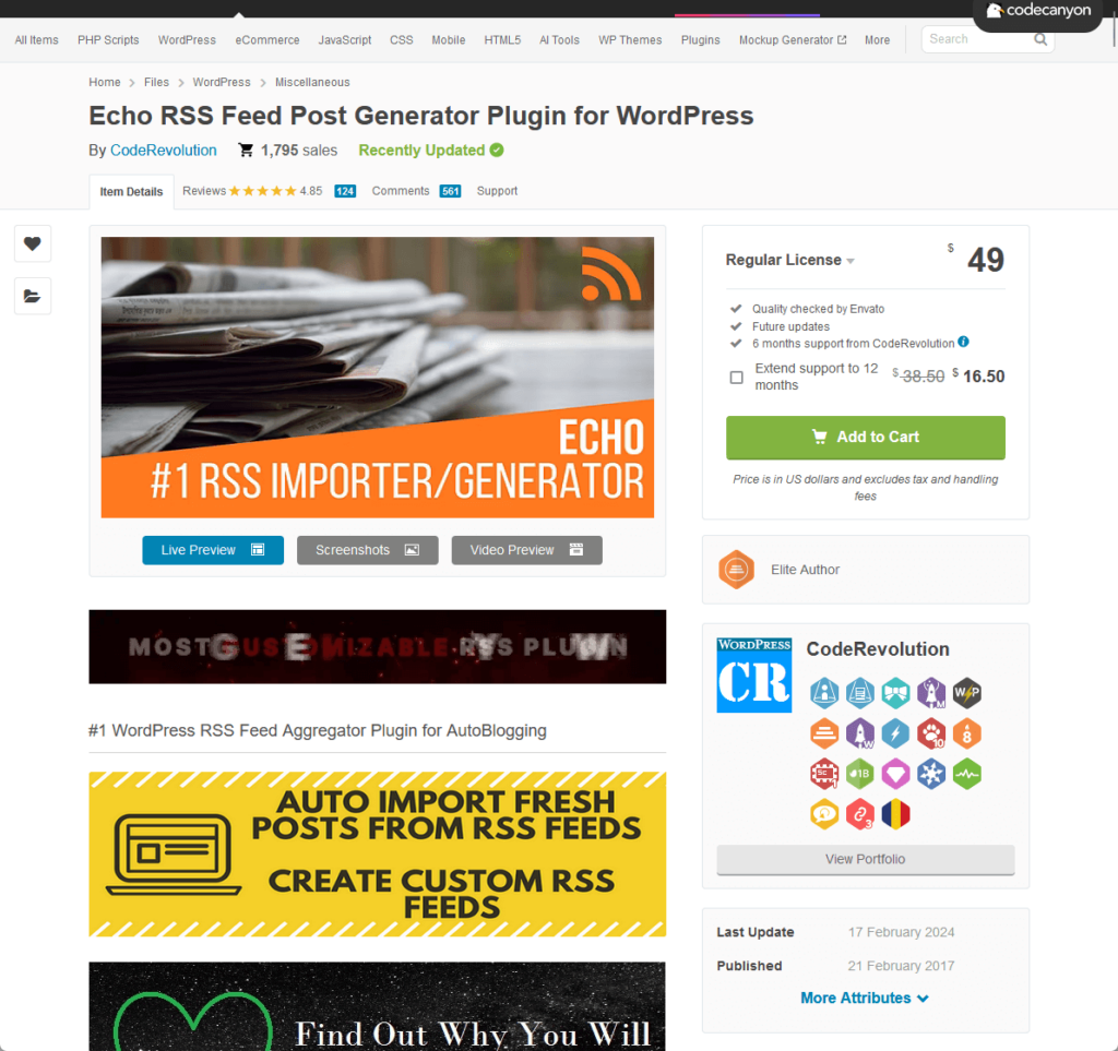 Echo RSS Feed Post Generator Plugin for WordPress