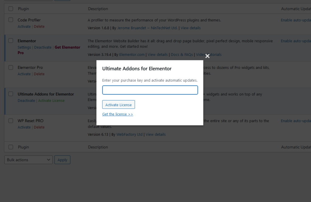 enter your purchase key and activate automatic updates