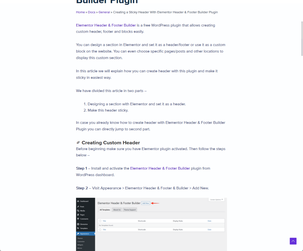 knowledge base article from ultimate addon for elementor