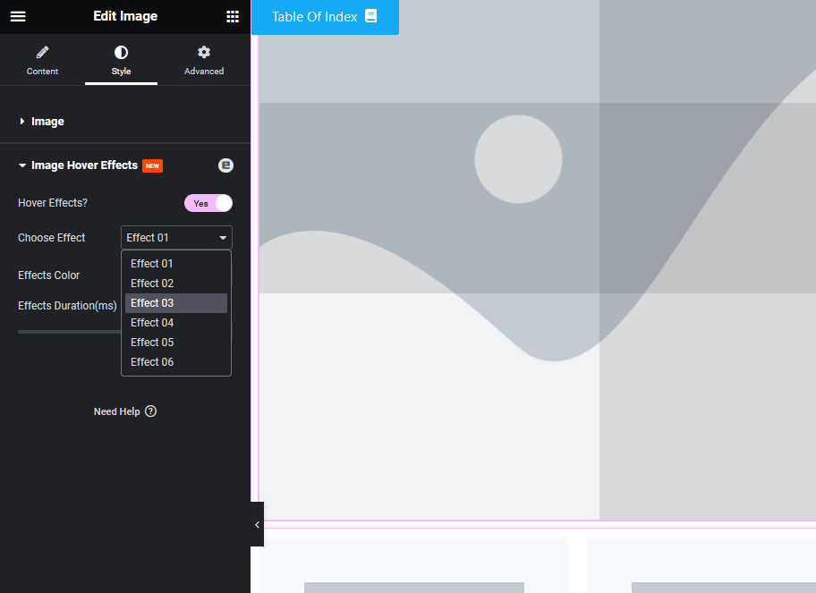choose an image hover effect using element pack