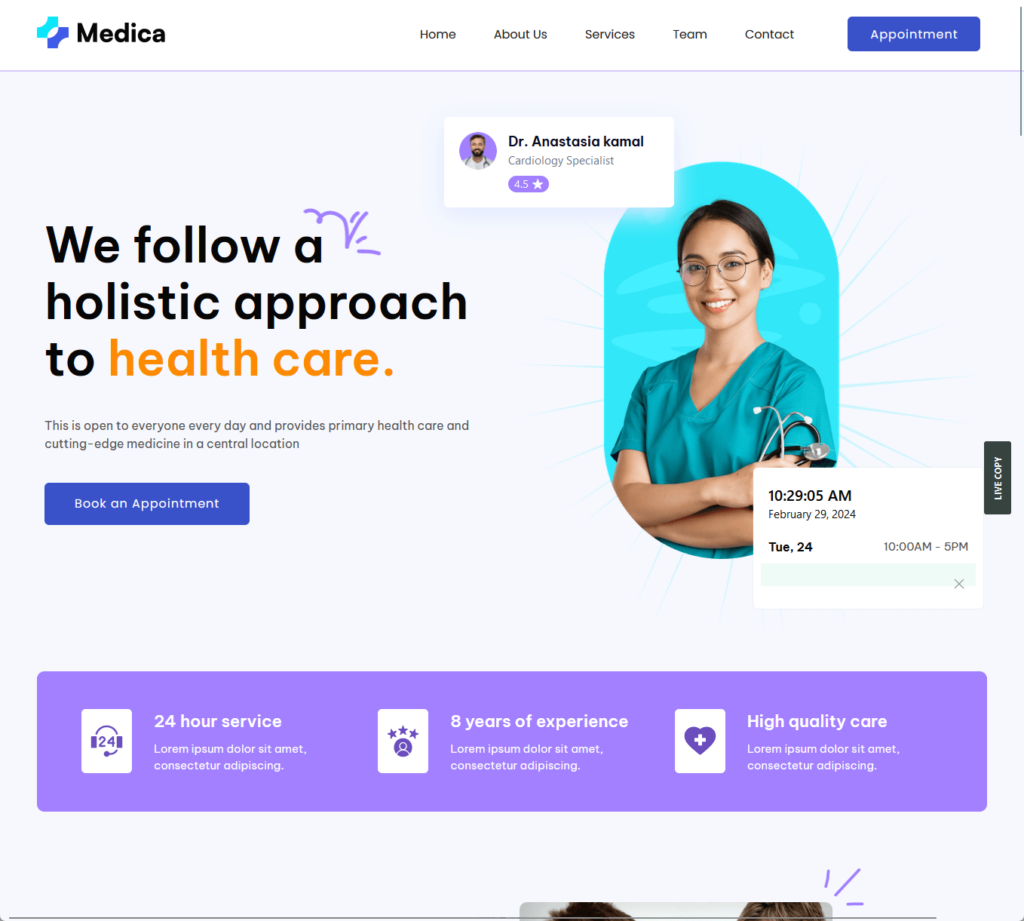 medica home page premade template from element pack