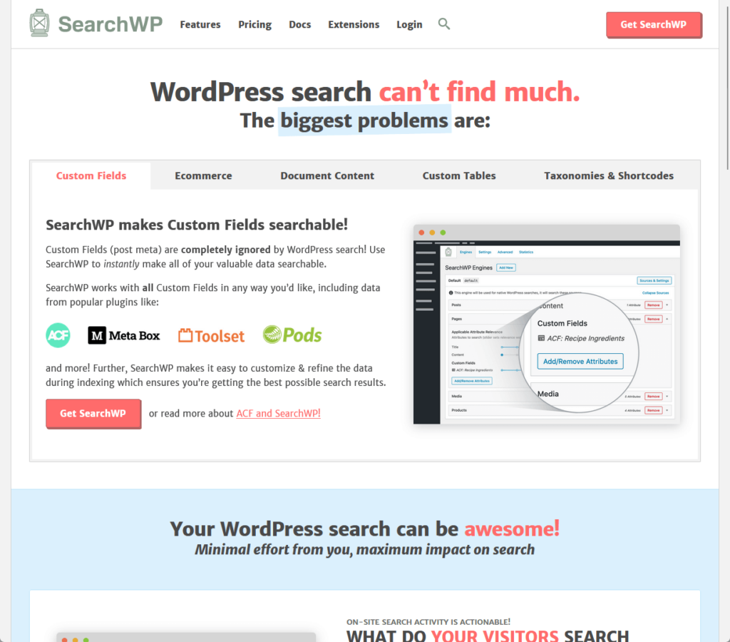 WordPress search can’t find much. The biggest problems are