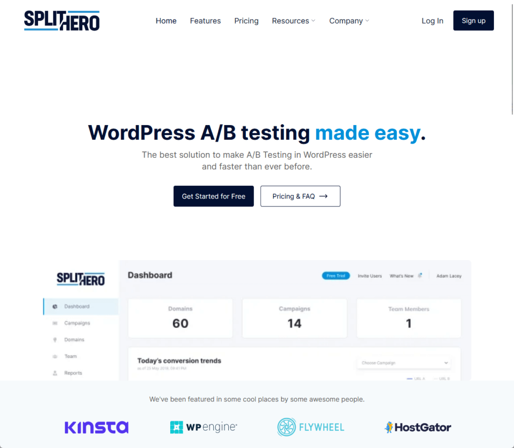 Split Hero: WordPress A/B testing made easy. The best solution to make A/B Testing in WordPress easier and faster than ever before.