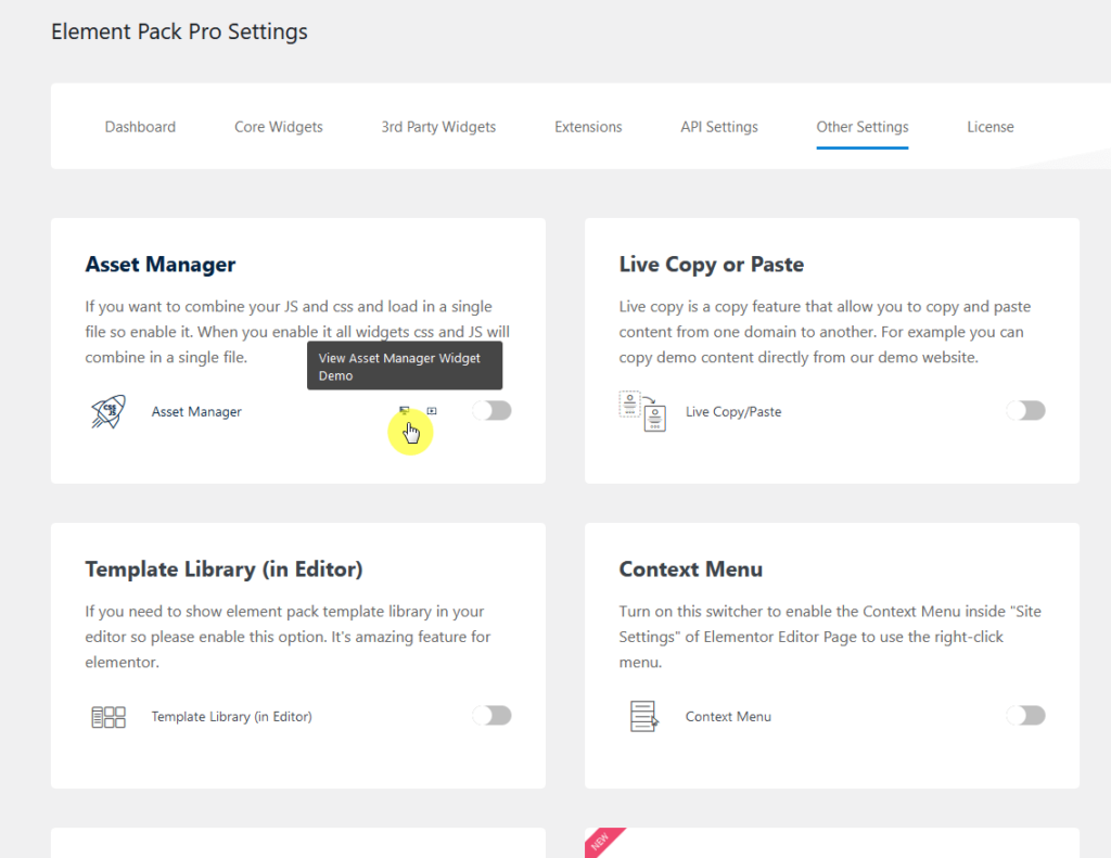 hovering the mouse over the view widget demo to see how it works in element pack