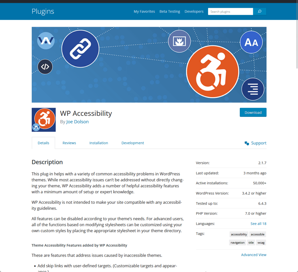 WP Accessibility by Joe Dolson