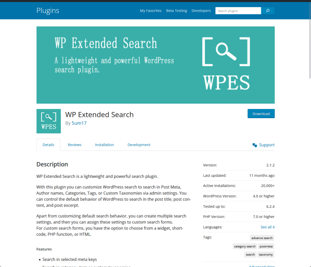 WP Extended Search By 5um17