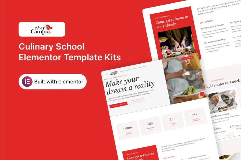 ChefCampus - Culinary School Elementor Template Kit