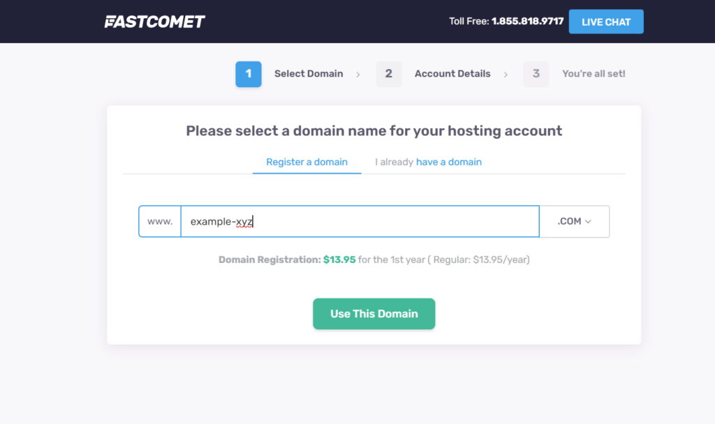 FastComet domain registration