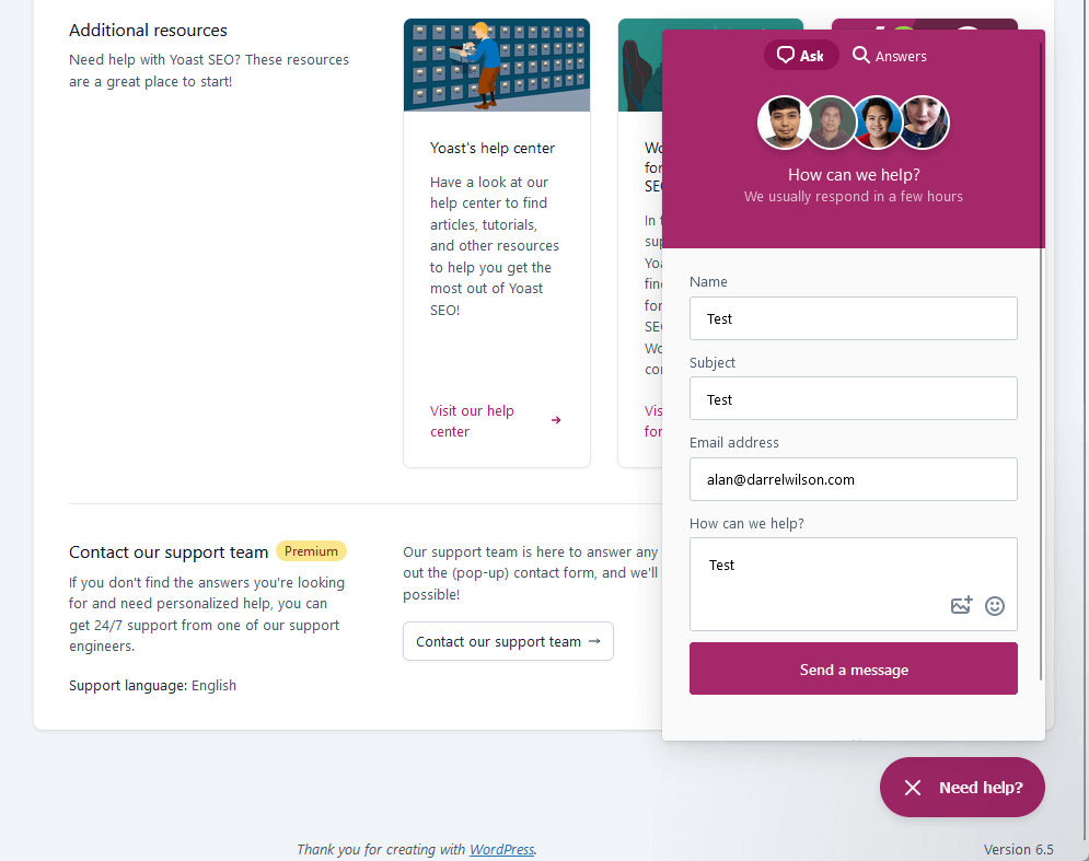 yoast feature that looks like a chat feature