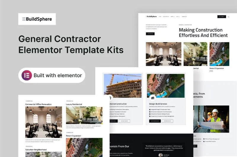 BuildSphere - General Contractor Elementor Template Kit