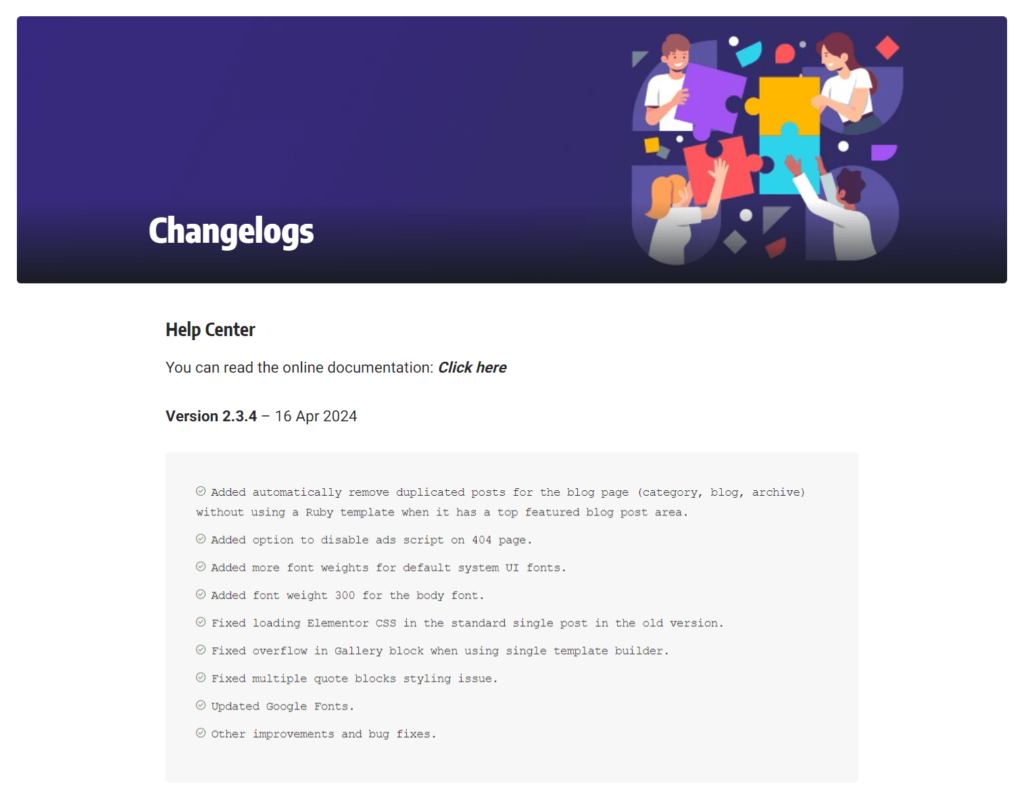Changelogs of Foxiz theme