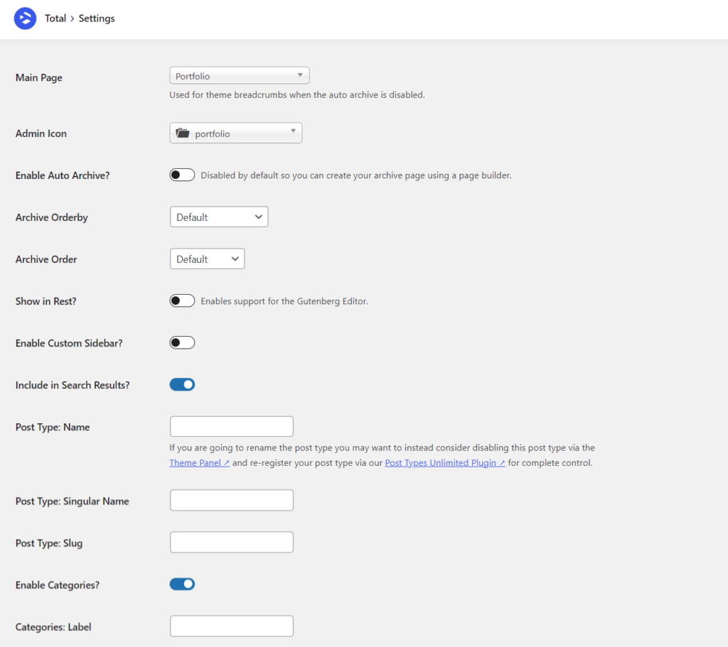 Create portfolio post type