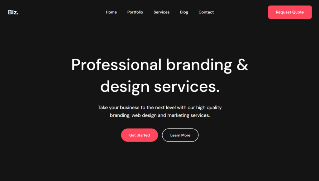 Current website of imported Total demo website