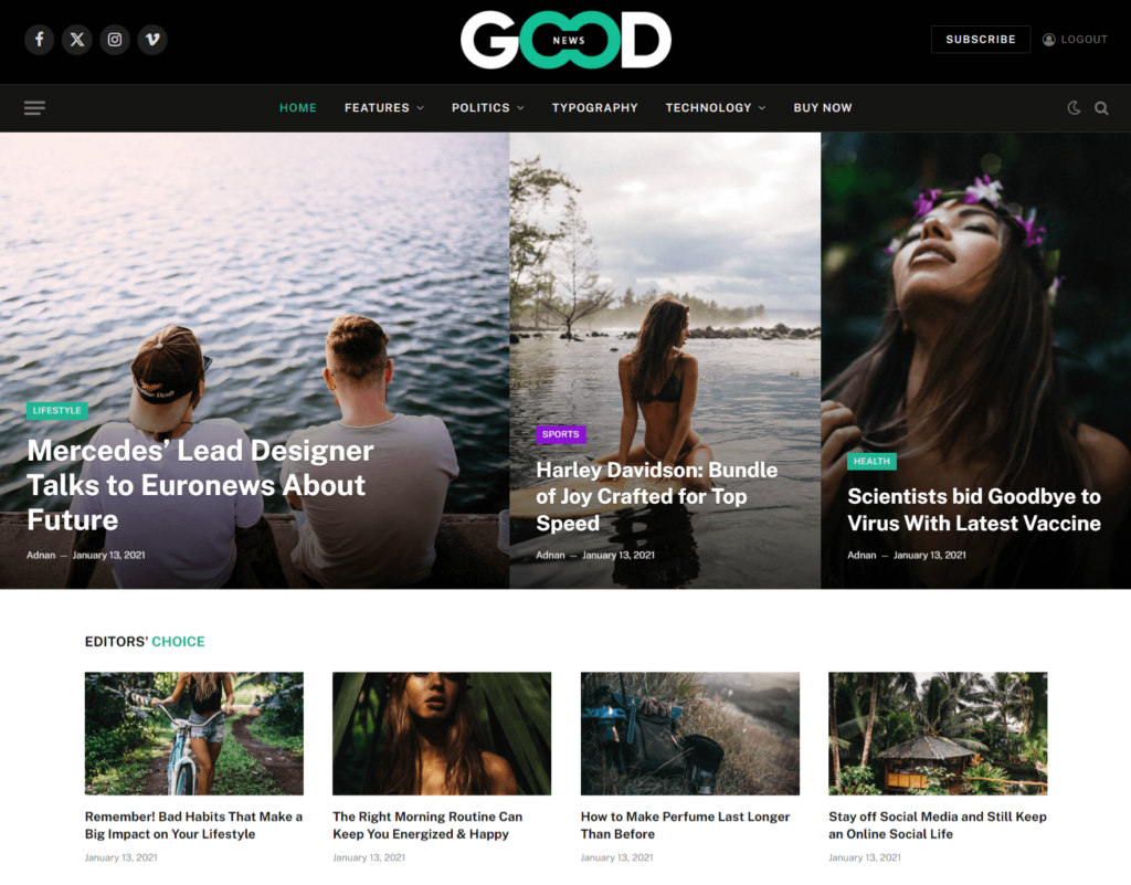 Current website preview with SmartMag