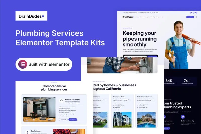 DrainDudes - Plumbing Services Elementor Template Kit