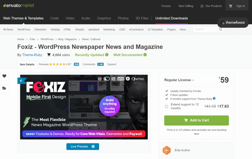 Foxiz pricing