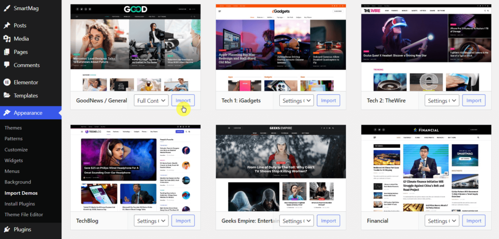 Import SmartMag demo site