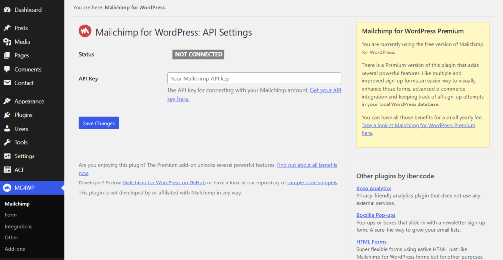 Mailchimp integration