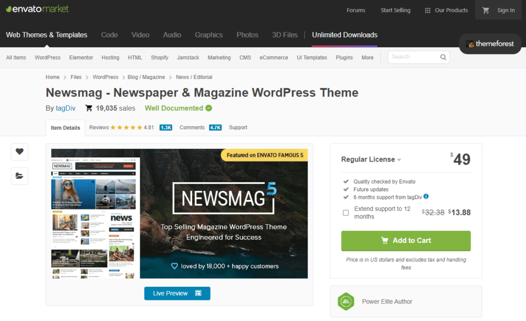 Newsmag theme pricing