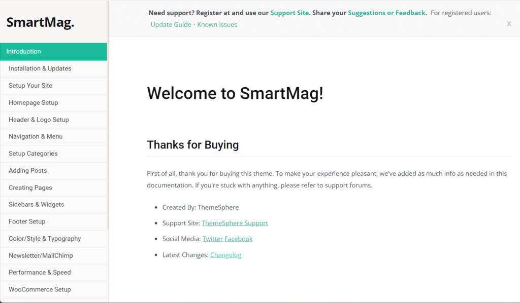 SmartMag theme documentation area