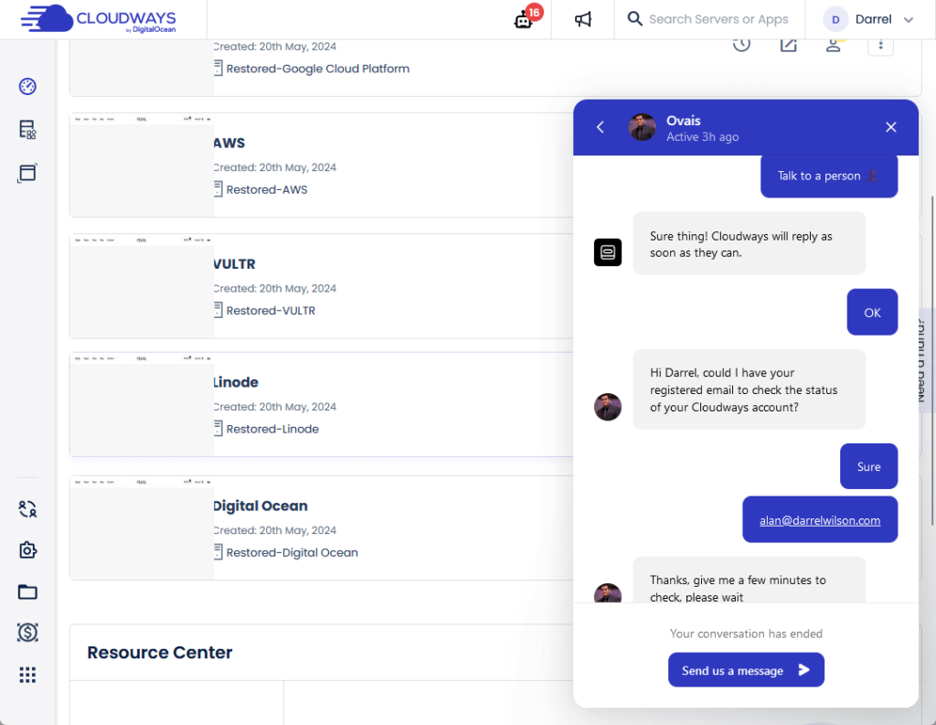 chat reply cloudways