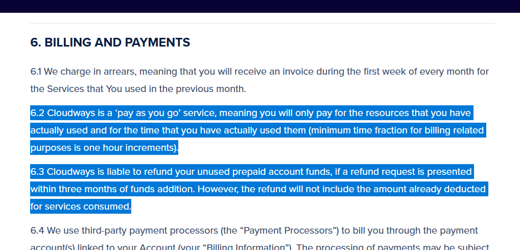 cloudways refund terms