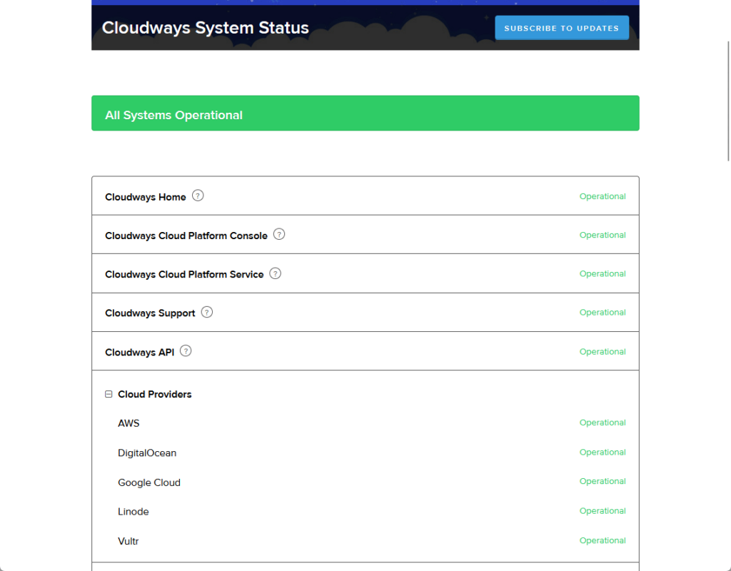 cloudways system status