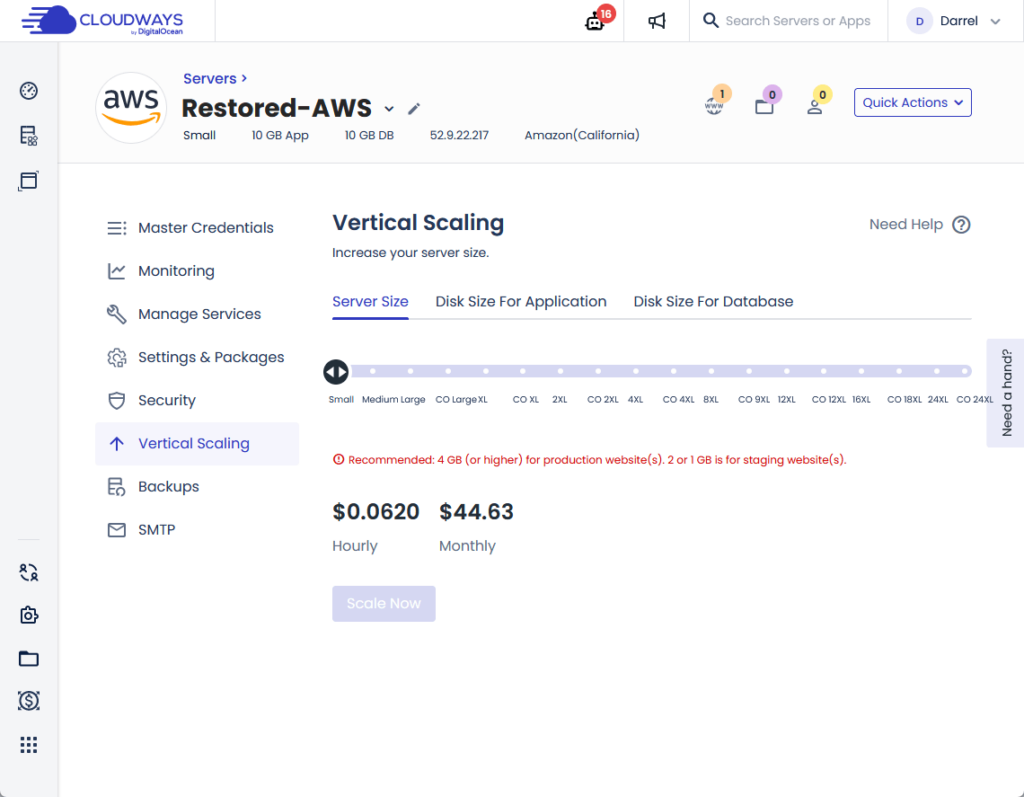 increase your server size in cloudways