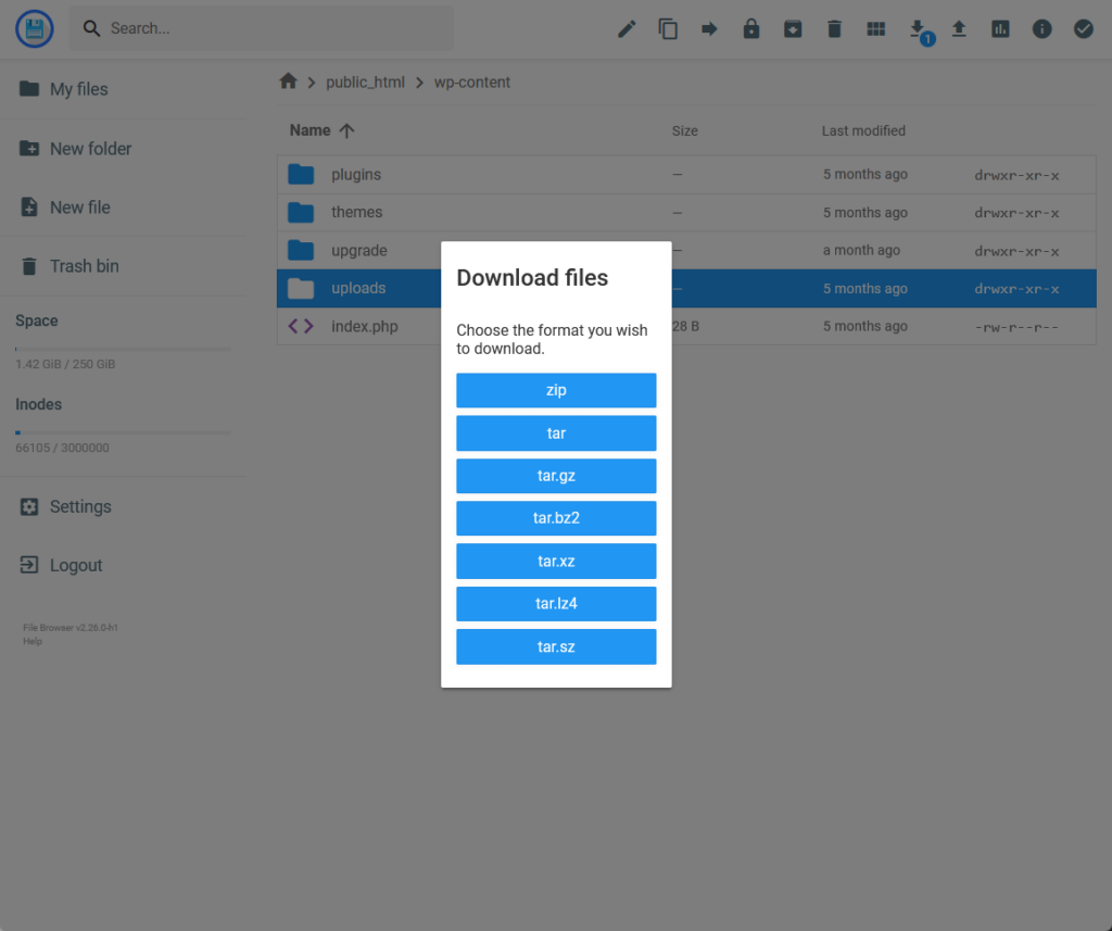 choose the format you wish to download