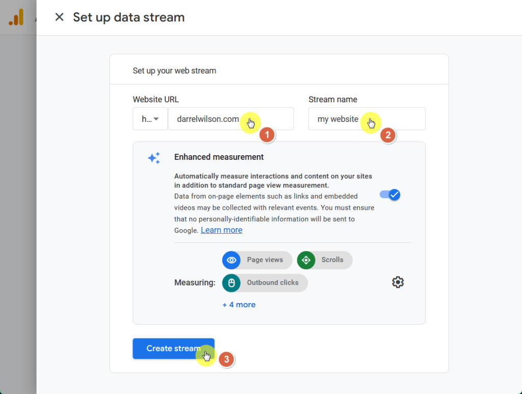 Set up data stream.
