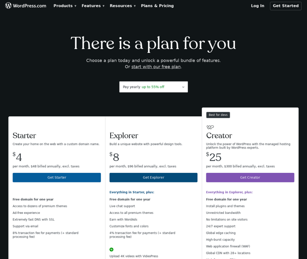 wordpress.com: there is a plan for you