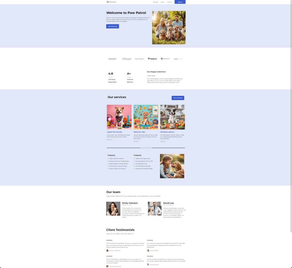 10web generated website named paw patrol