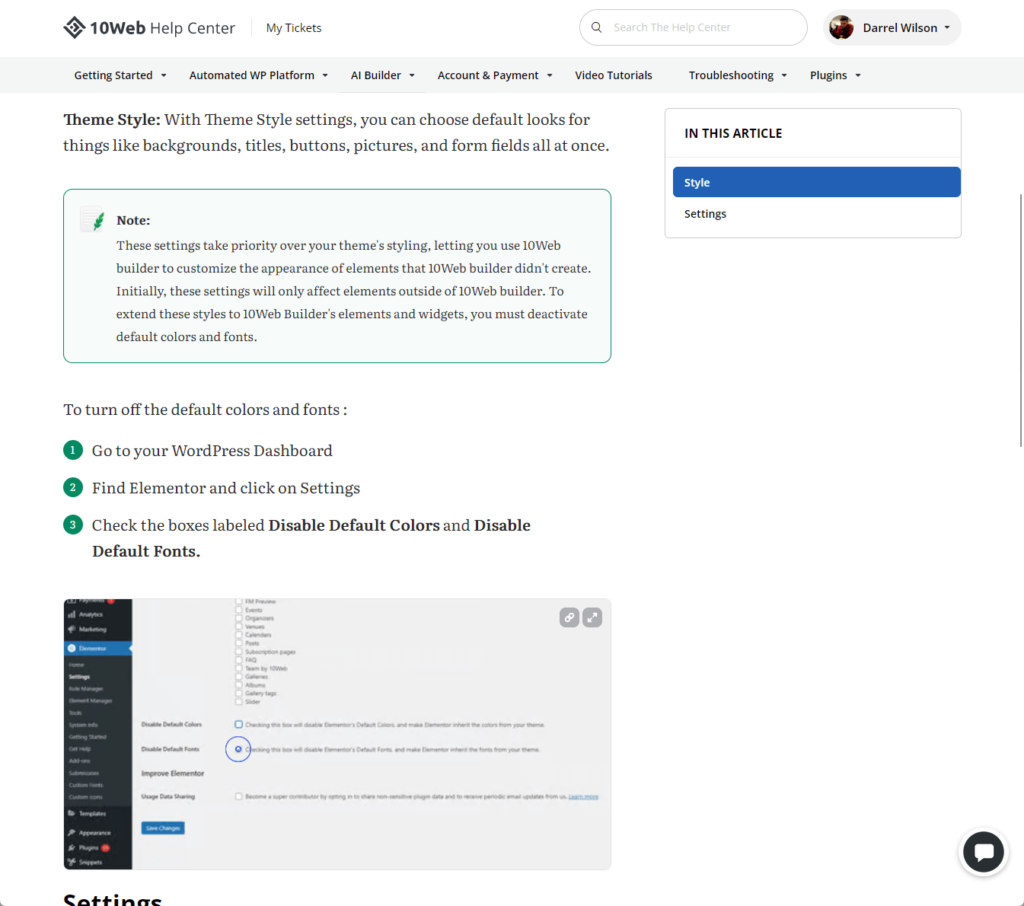 10web help article